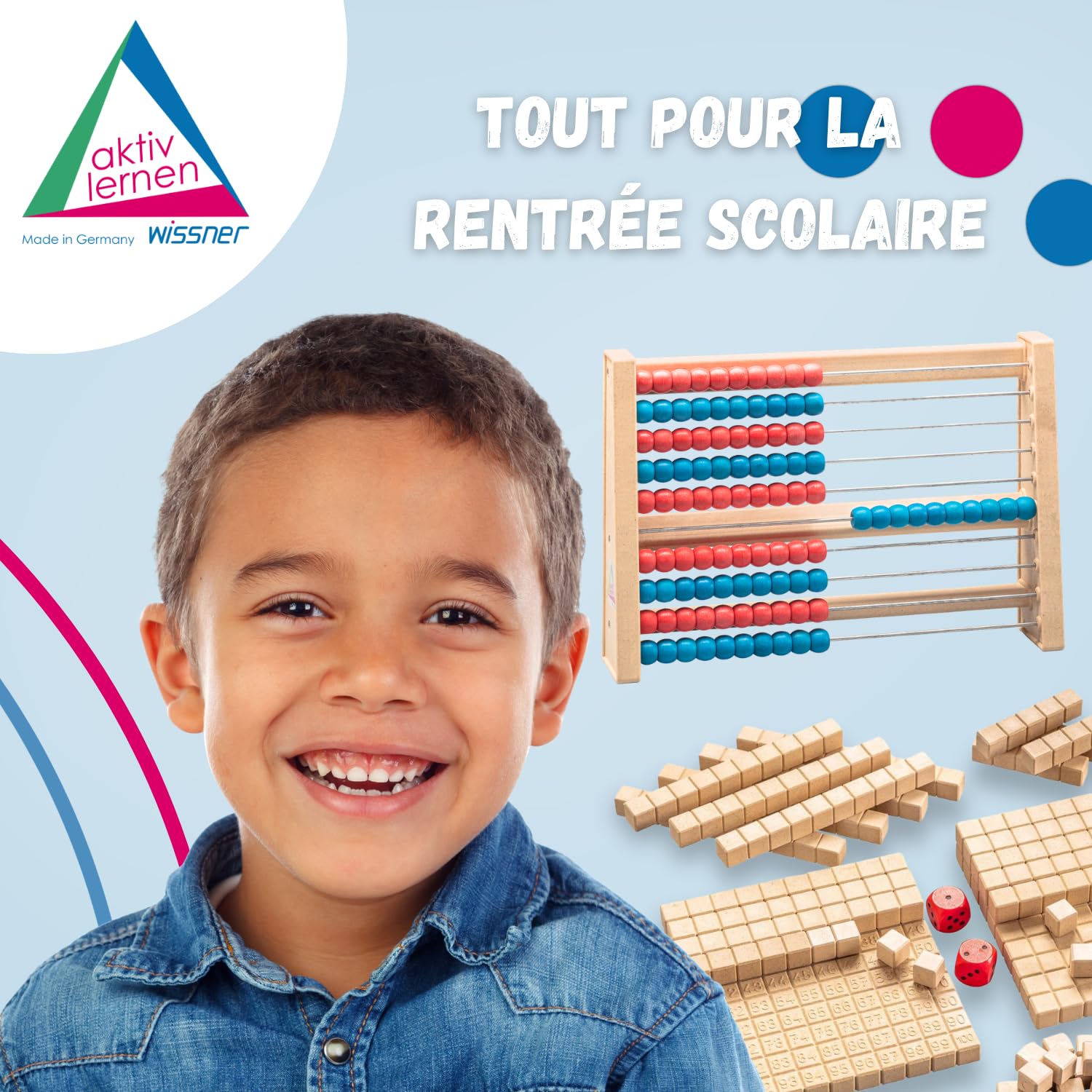 Wissner Zahlen & Rechnen Boulier 100 boules rouge/bleu RE-Wood
