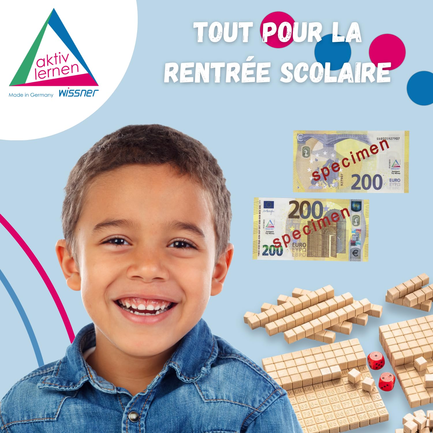 Wissner Lernspiele 100 billets 200 euros jeu monnaie sachet
