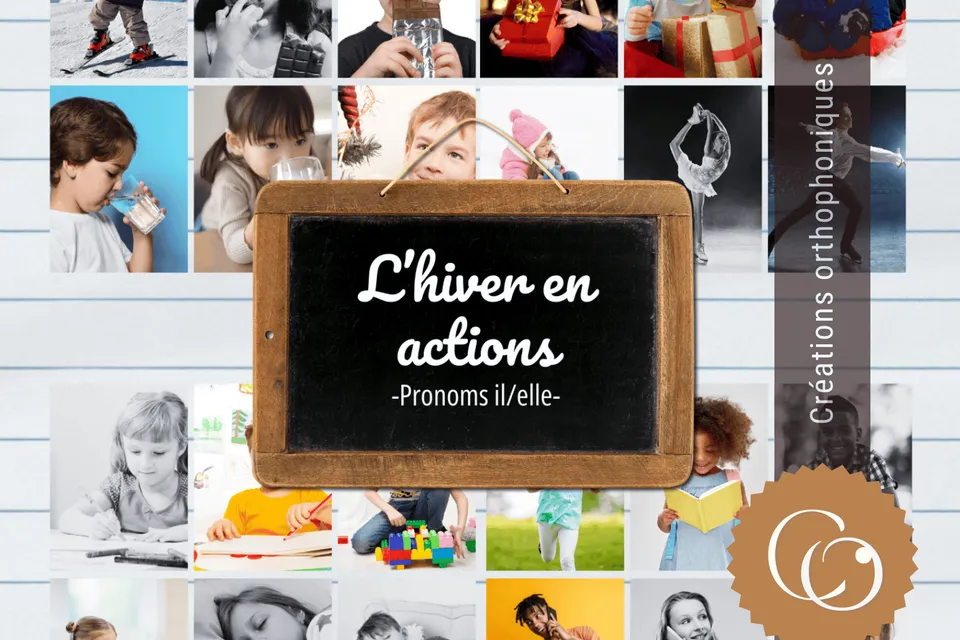 Créations orthophoniques CAA L’hiver en actions jeu pronoms il elle 36 photos