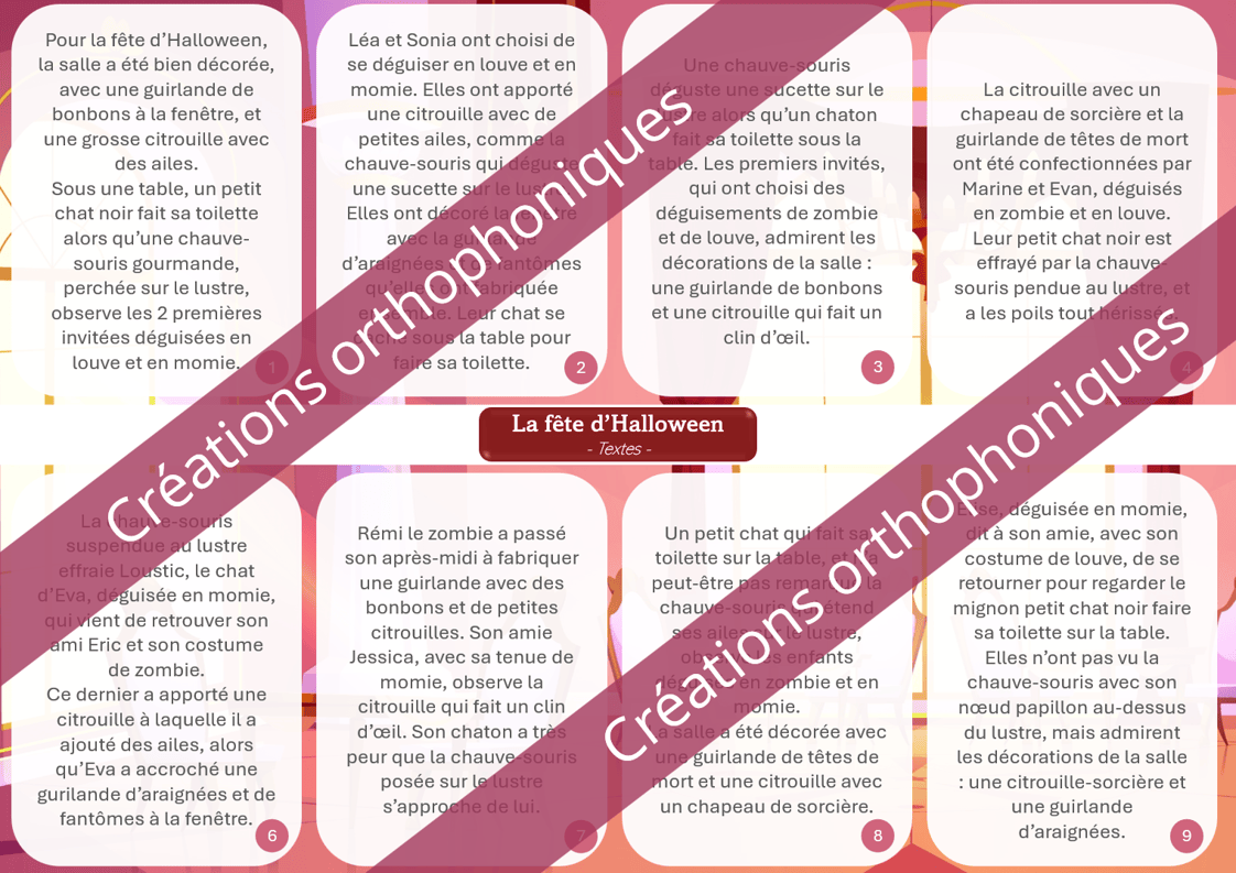Créations orthophoniques PACKS Pack 10 supports Halloween jeux lecture
