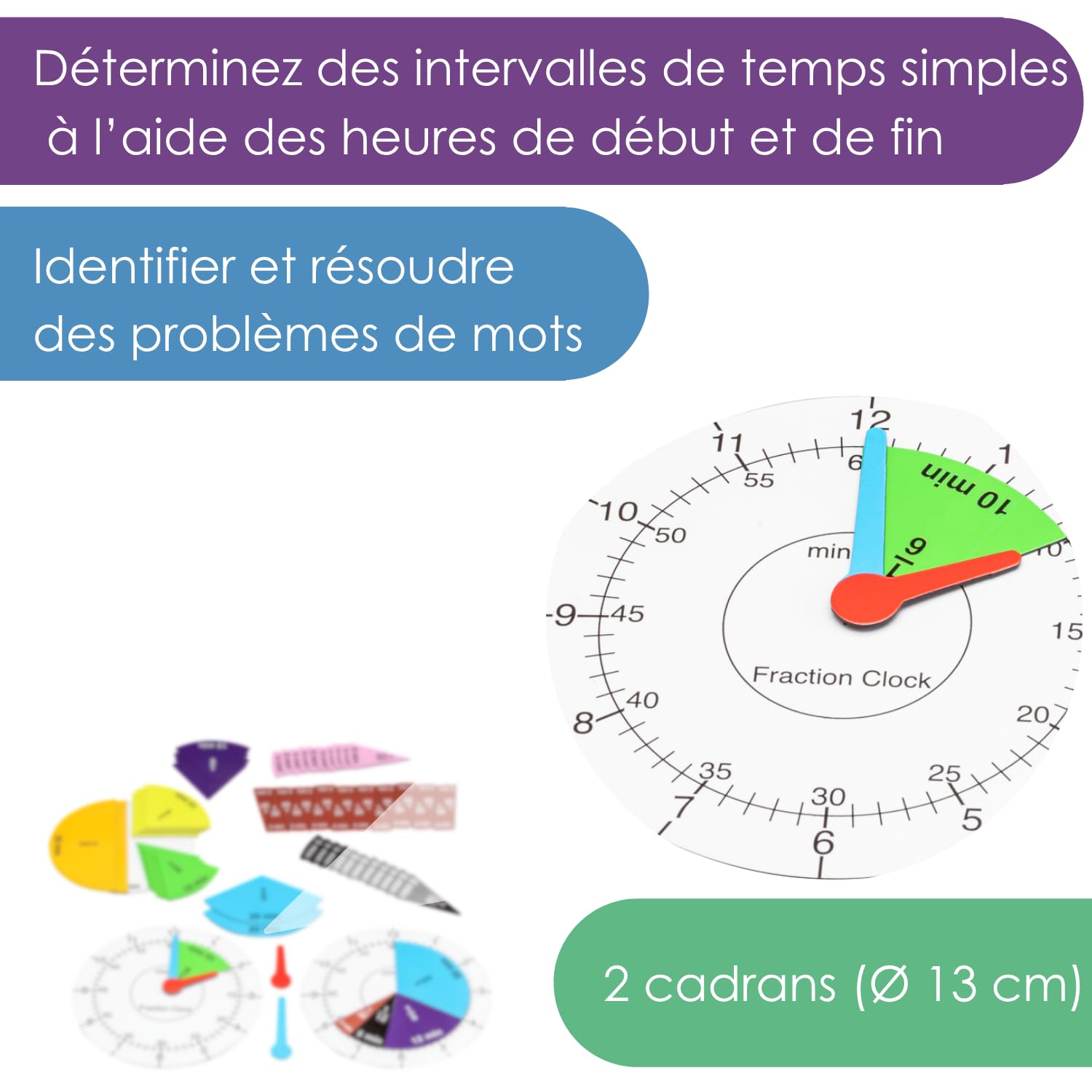 Wissner Zahlen & Rechnen Horloge fractions magnétique