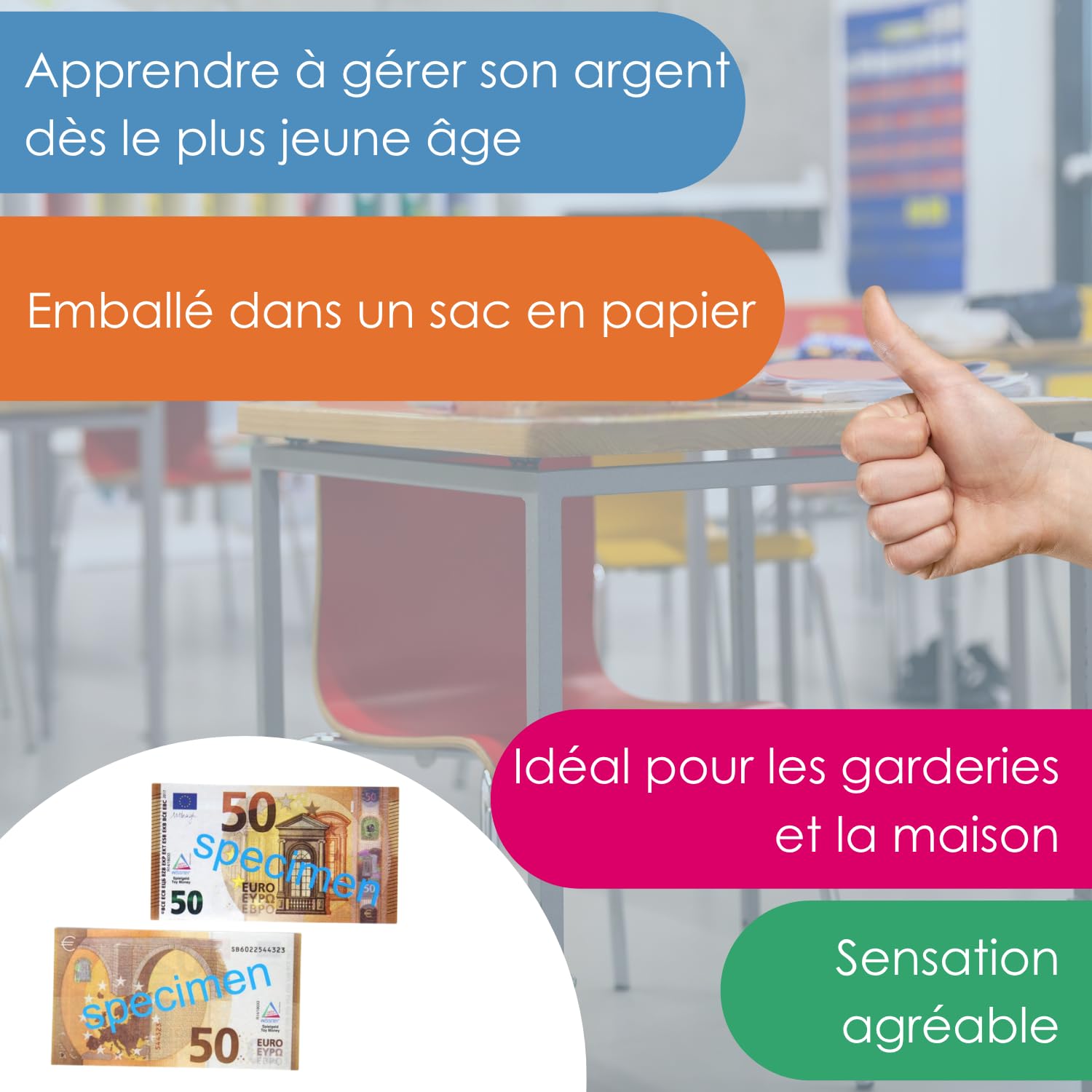 Wissner Lernspiele 100 billets 50 euros jeu monnaie classe