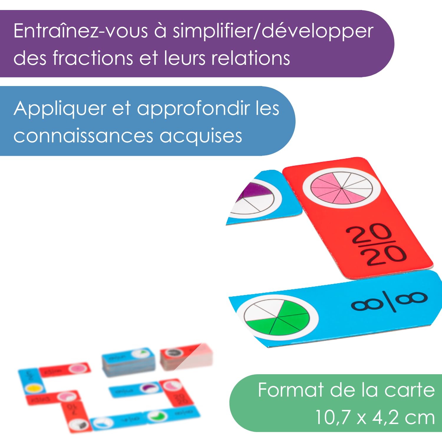 Wissner Lernspiele domino fractions 60 cartes bleu rouge