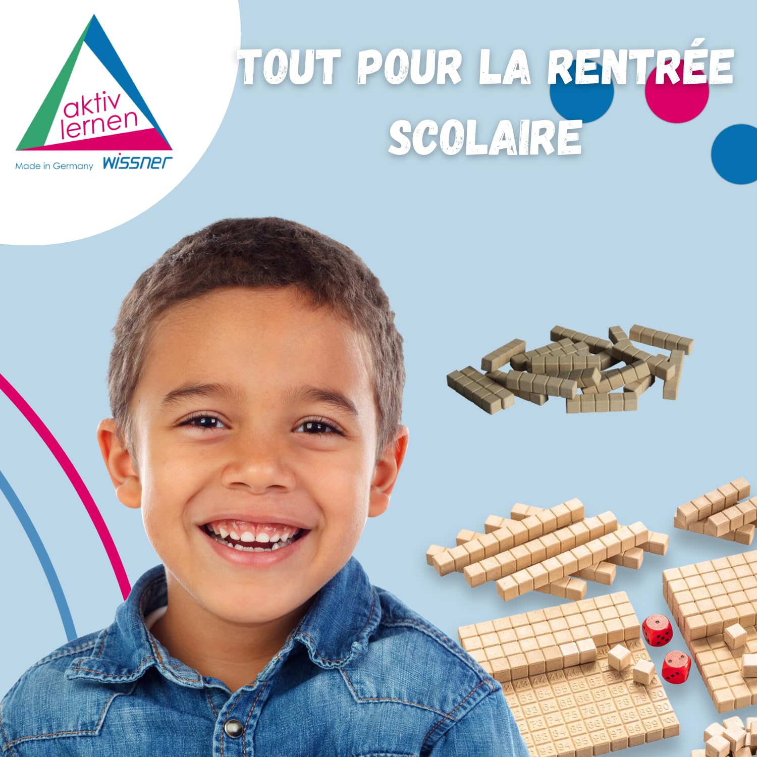 Wissner Zahlen & Rechnen 20 cubes décimaux bois recyclé