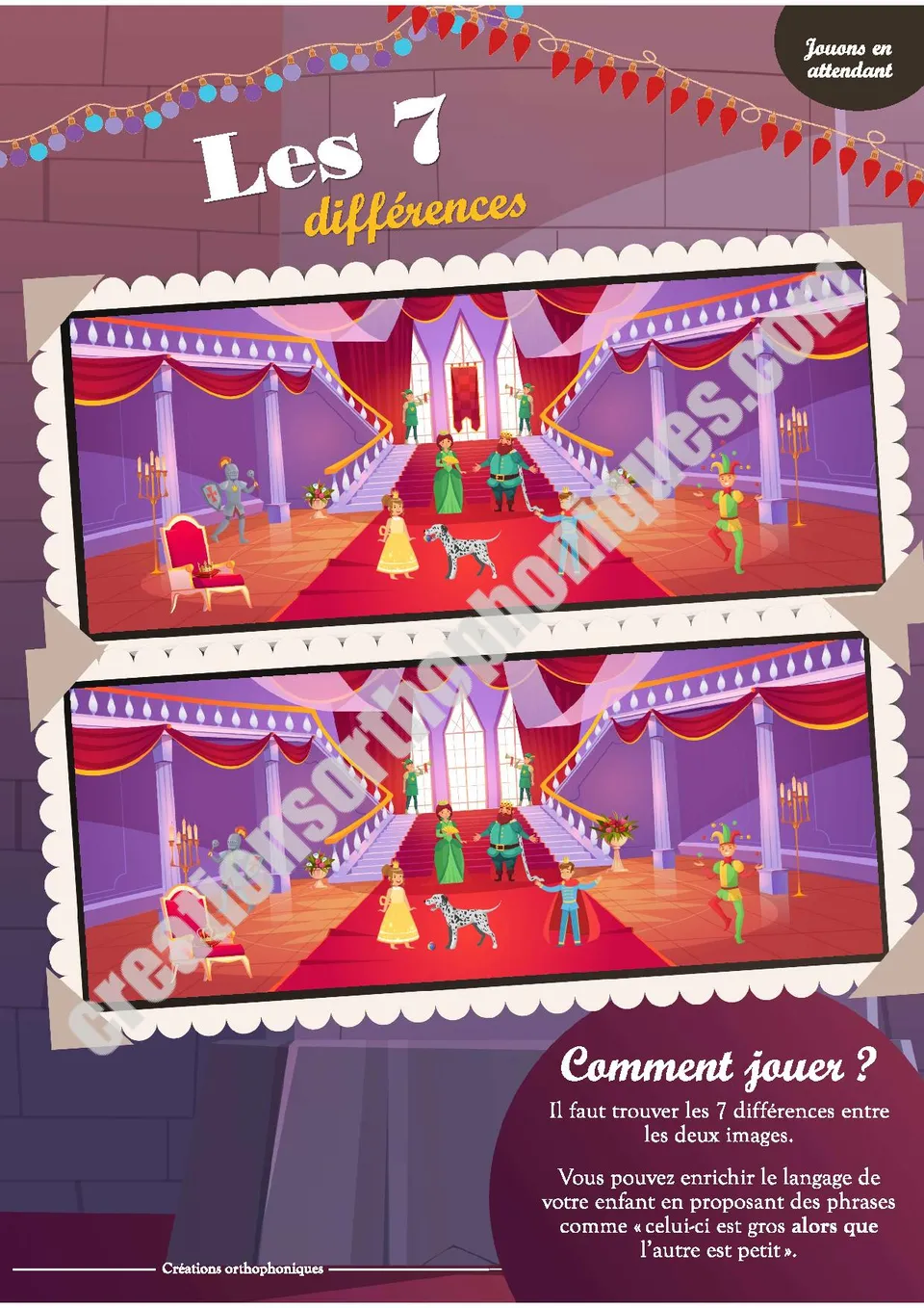 Créations orthophoniques Affiches Jouons 7 différences affiche A4