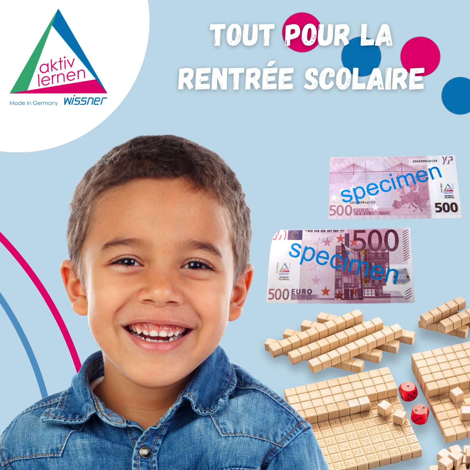 Wissner Lernspiele Billets 500 Euros sachet 100 pièces