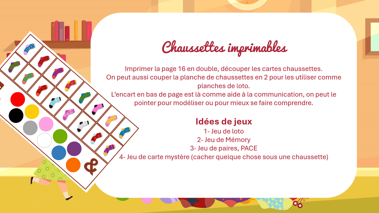 Créations orthophoniques Langage oral La couleur des chaussettes jeu