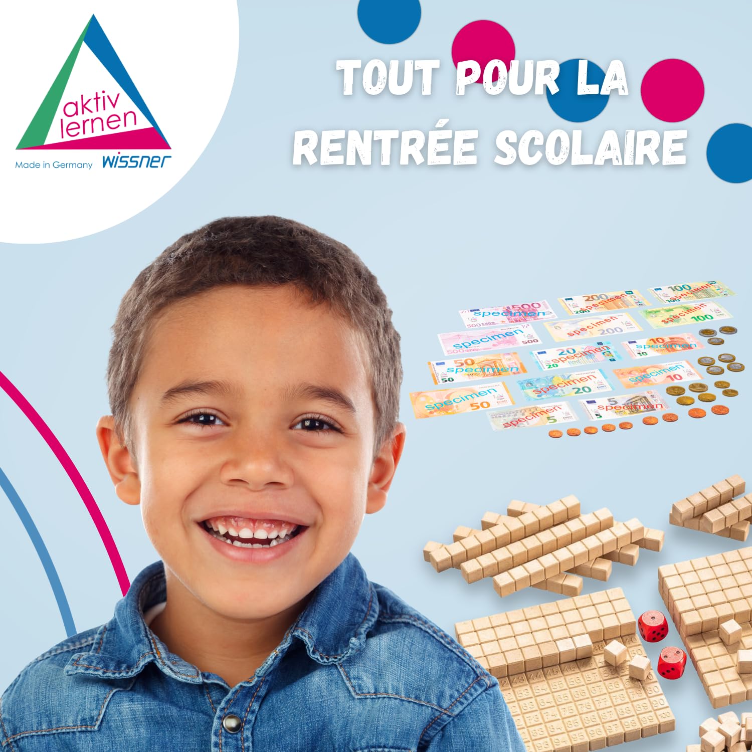 Wissner Lernspiele jeu de la monnaie euros 44 pièces et billets