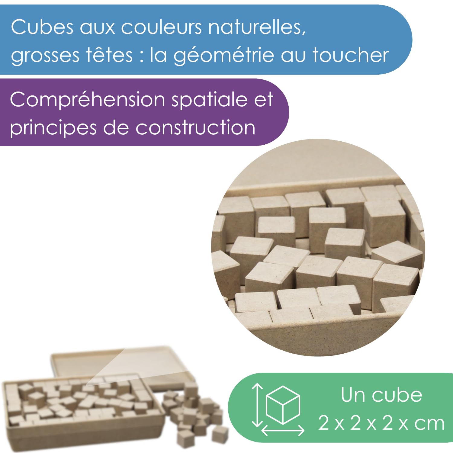 Wissner Raum & Form 150 cubes 2 cm RE-Wood géométrie sac