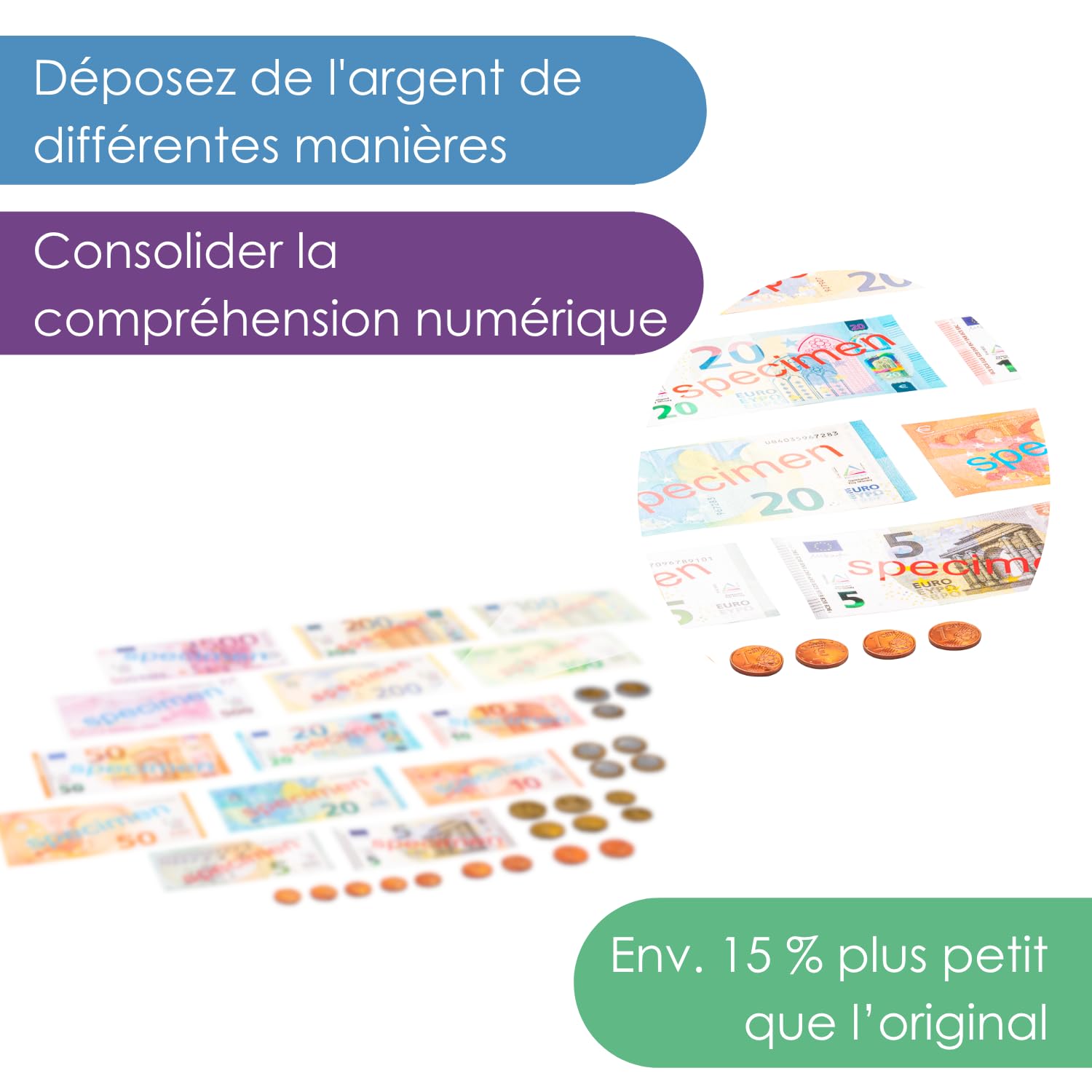 Wissner Lernspiele jeu de la monnaie euros 44 pièces et billets
