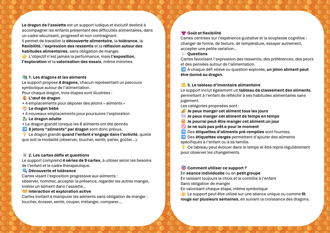Créations orthophoniques Oralité Les dragons de l'assiette jeu enfant
