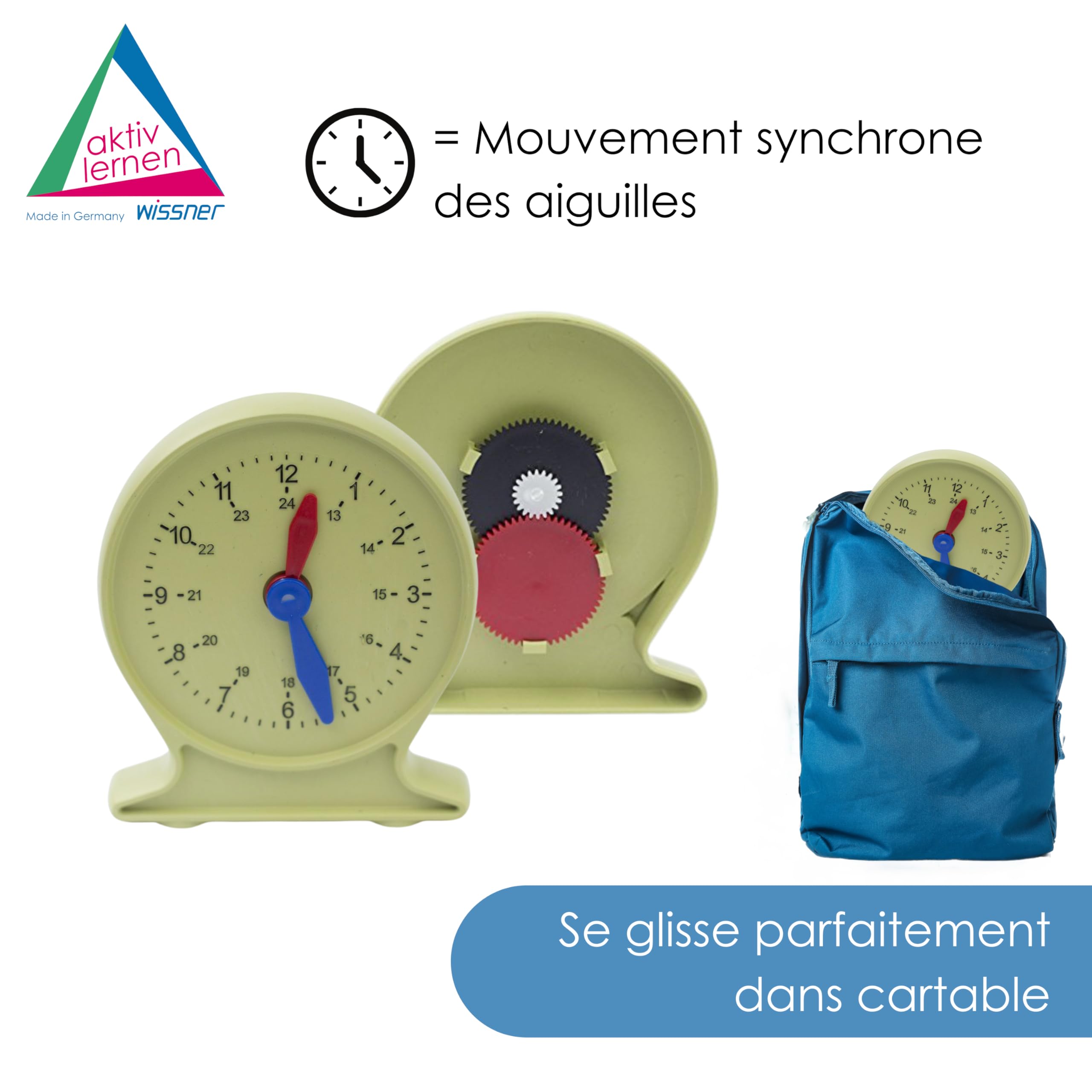 Wissner Größe & Messen horloge pédagogique jaune apprentissage heure