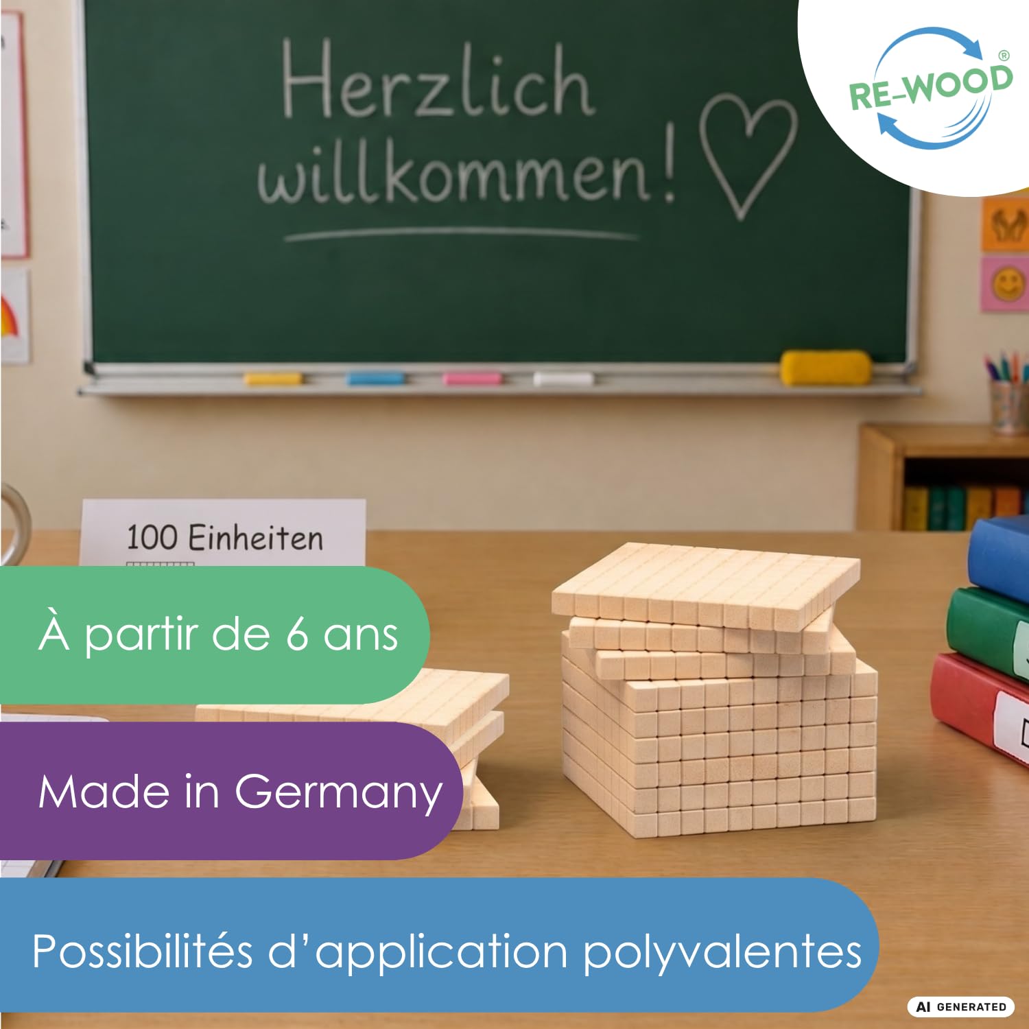 Wissner Zahlen & Rechnen plateau des centaines 10 pcs bois