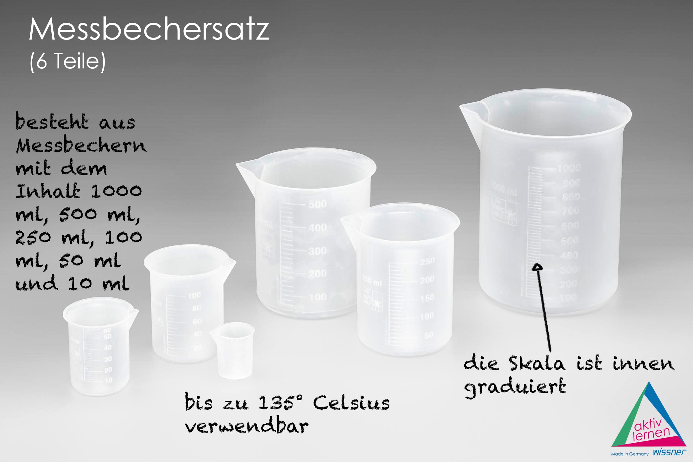 Wissner Größe & Messen Set 6 Gobelets Mesureurs Gradués RE-Plastic