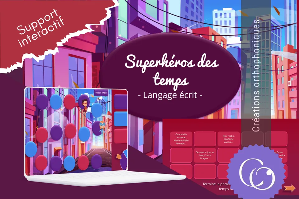 Créations orthophoniques Orthographe Superhéros des temps jeu conjugaison