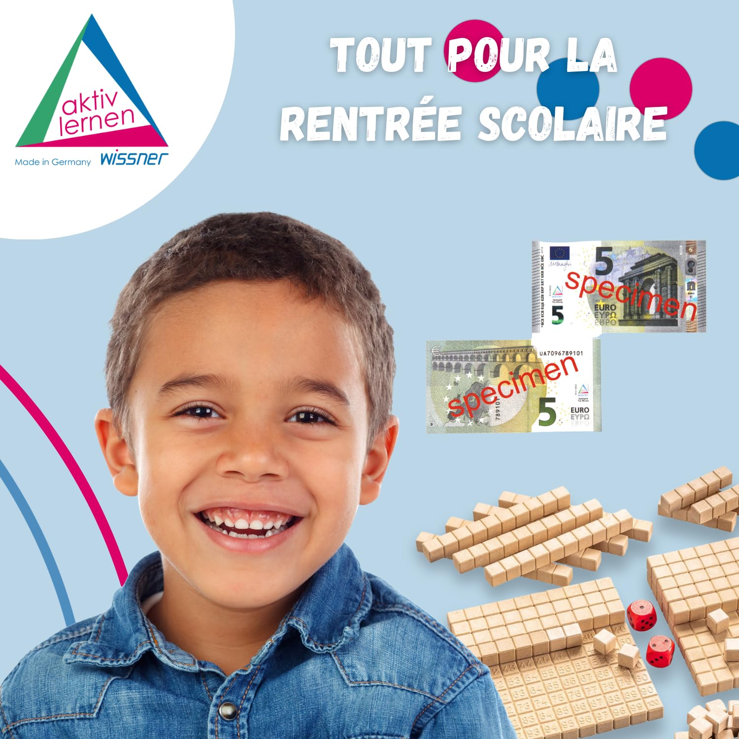 Wissner Lernspiele 100 billets 5 euros papier renforcé