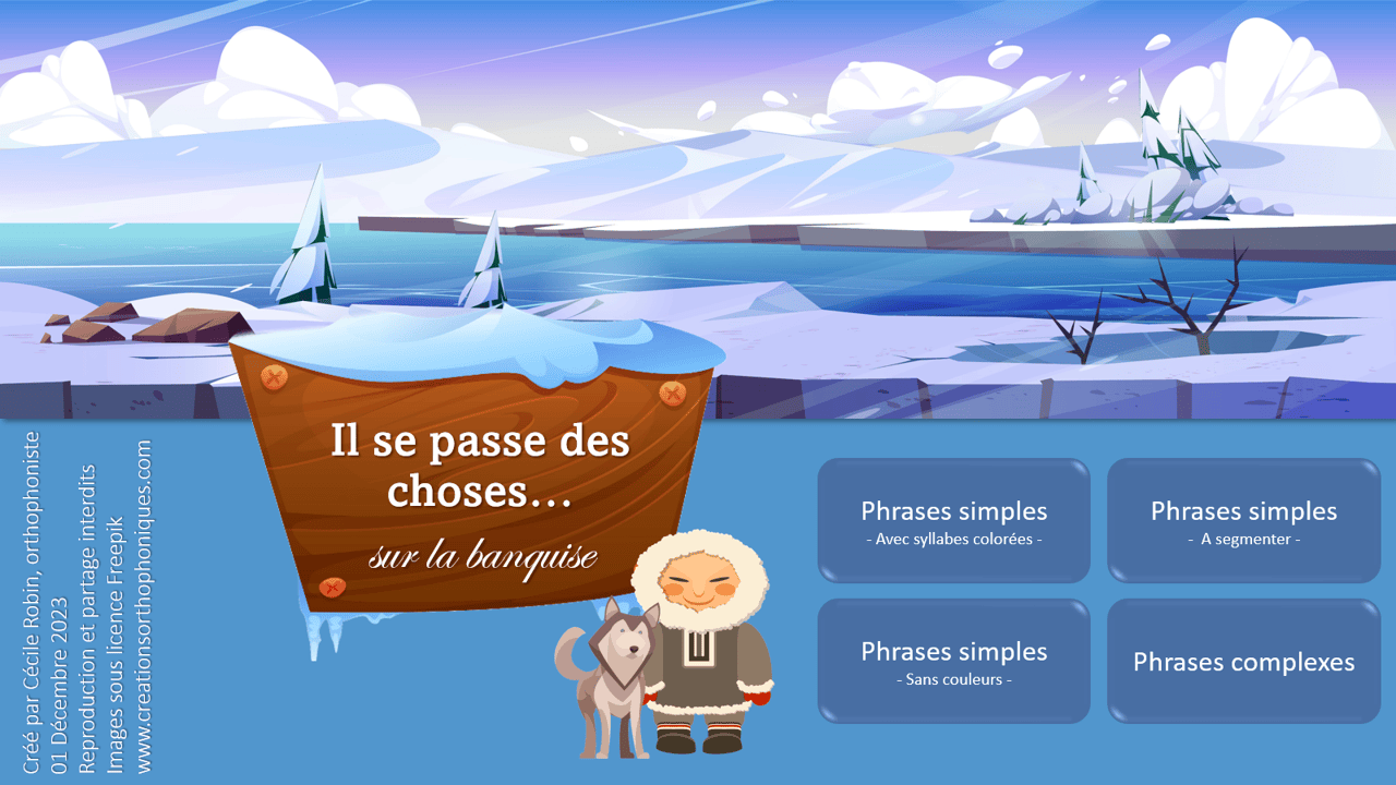 Créations orthophoniques Lecture Il se passe des choses jeu Banquise