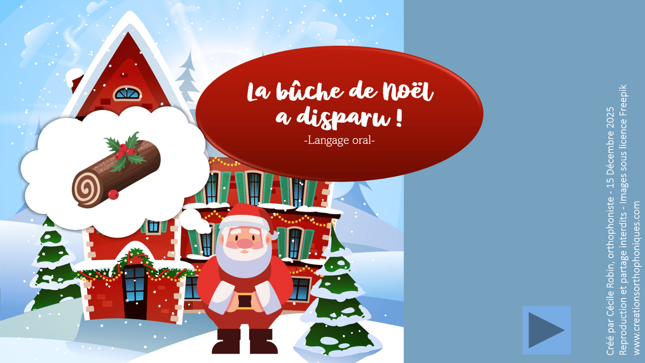 Créations orthophoniques Langage oral Bûche Noël jeu PowerPoint
