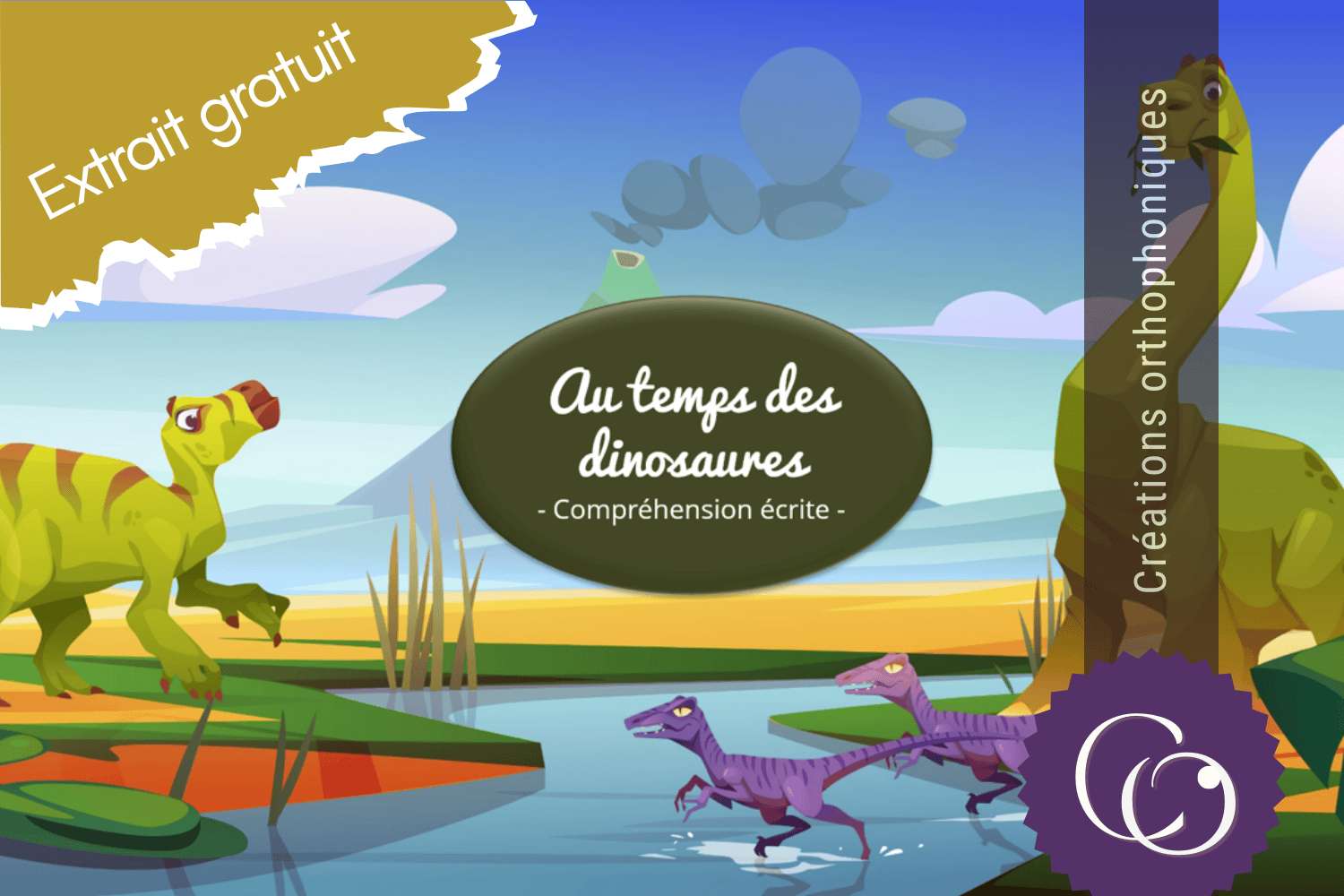 Créations orthophoniques Lecture Au temps des dinosaures extrait jeu compréhension gratuit