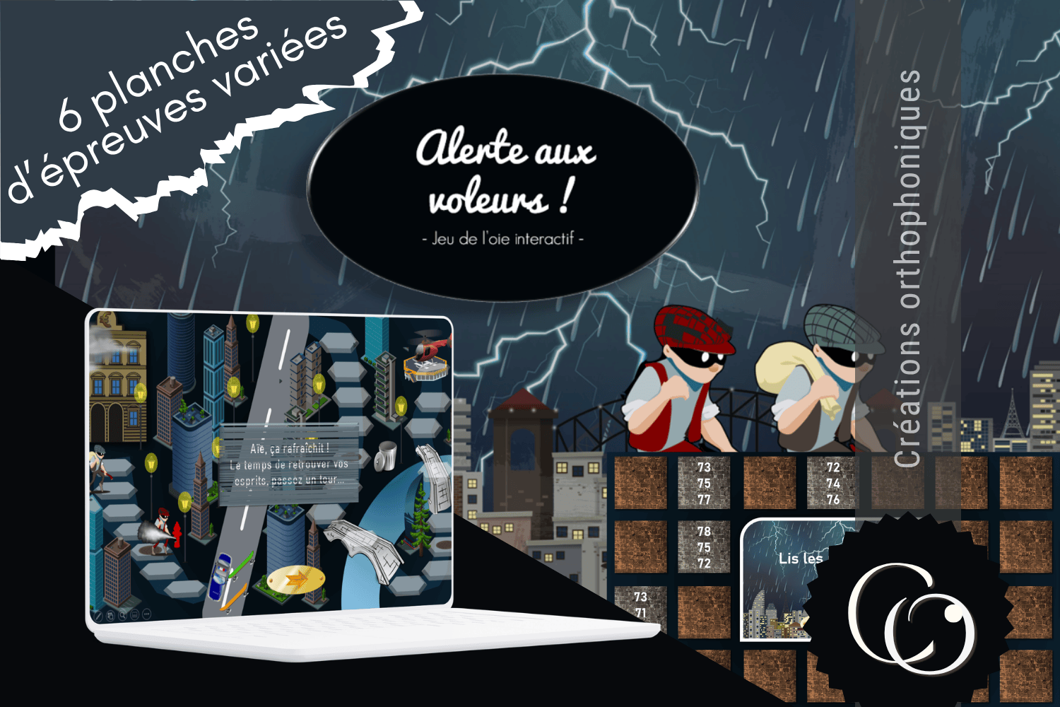Créations orthophoniques Alerte aux voleurs jeu de l'oie interactif