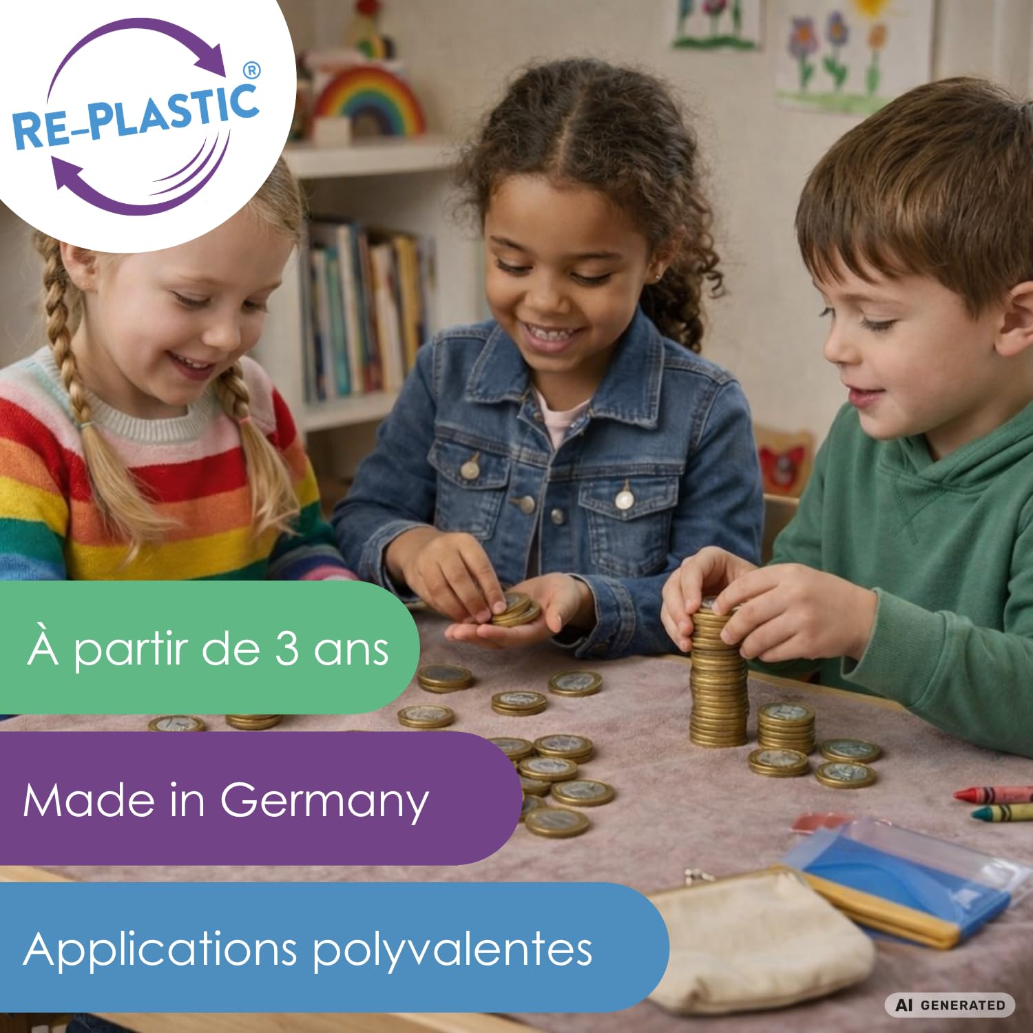 Wissner Lernspiele fausses pièces 1 euro x100 plastique