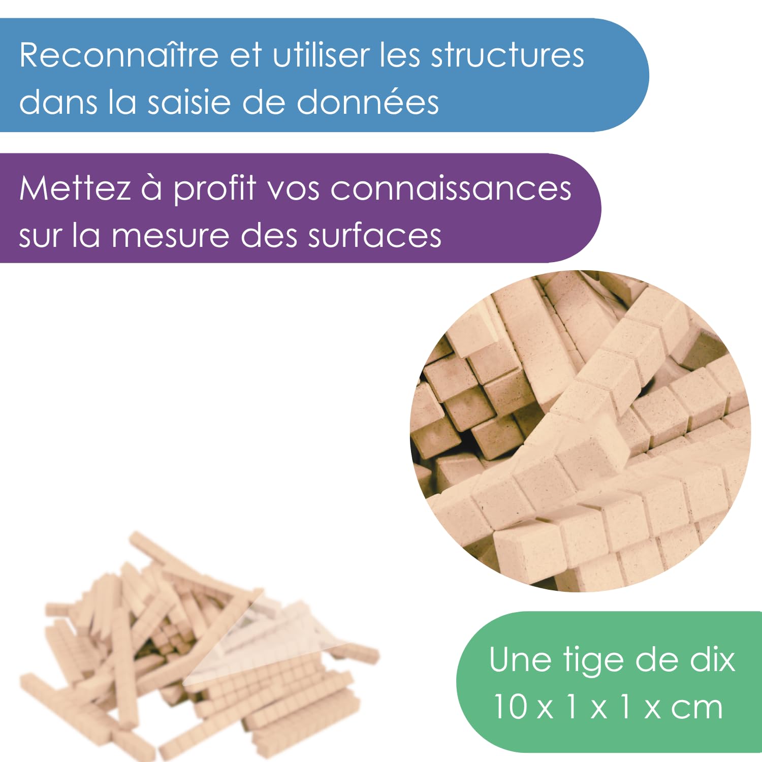 Wissner Zahlen & Rechnen 100 baguettes de dix marron RE-Wood