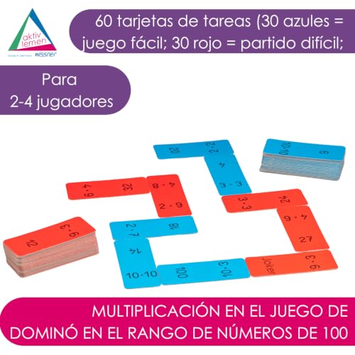 Wissner Lernspiele Domino Multiplication Jeu 60 Cartes Bleu Rouge