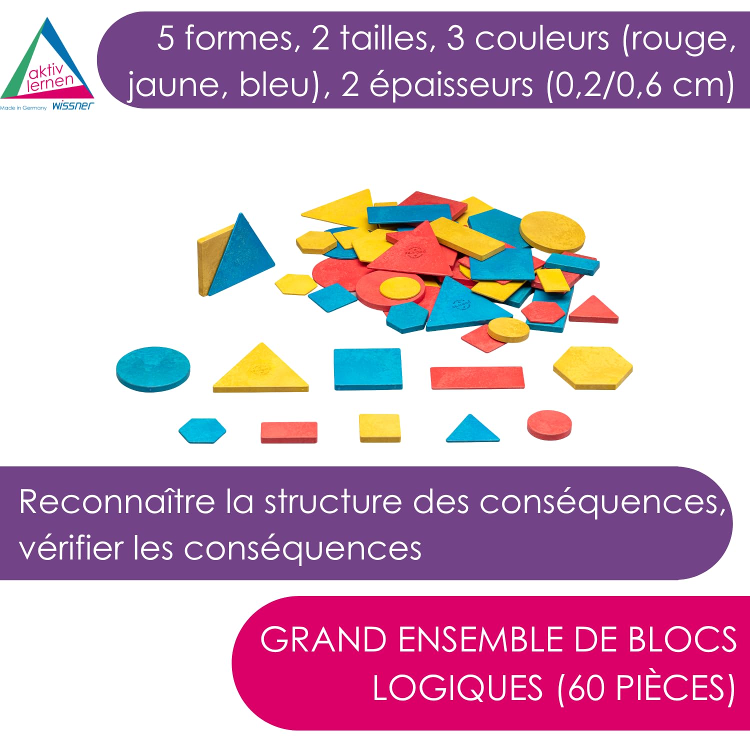 Wissner Raum & Form Blocs logiques 60 pcs RE-Wood