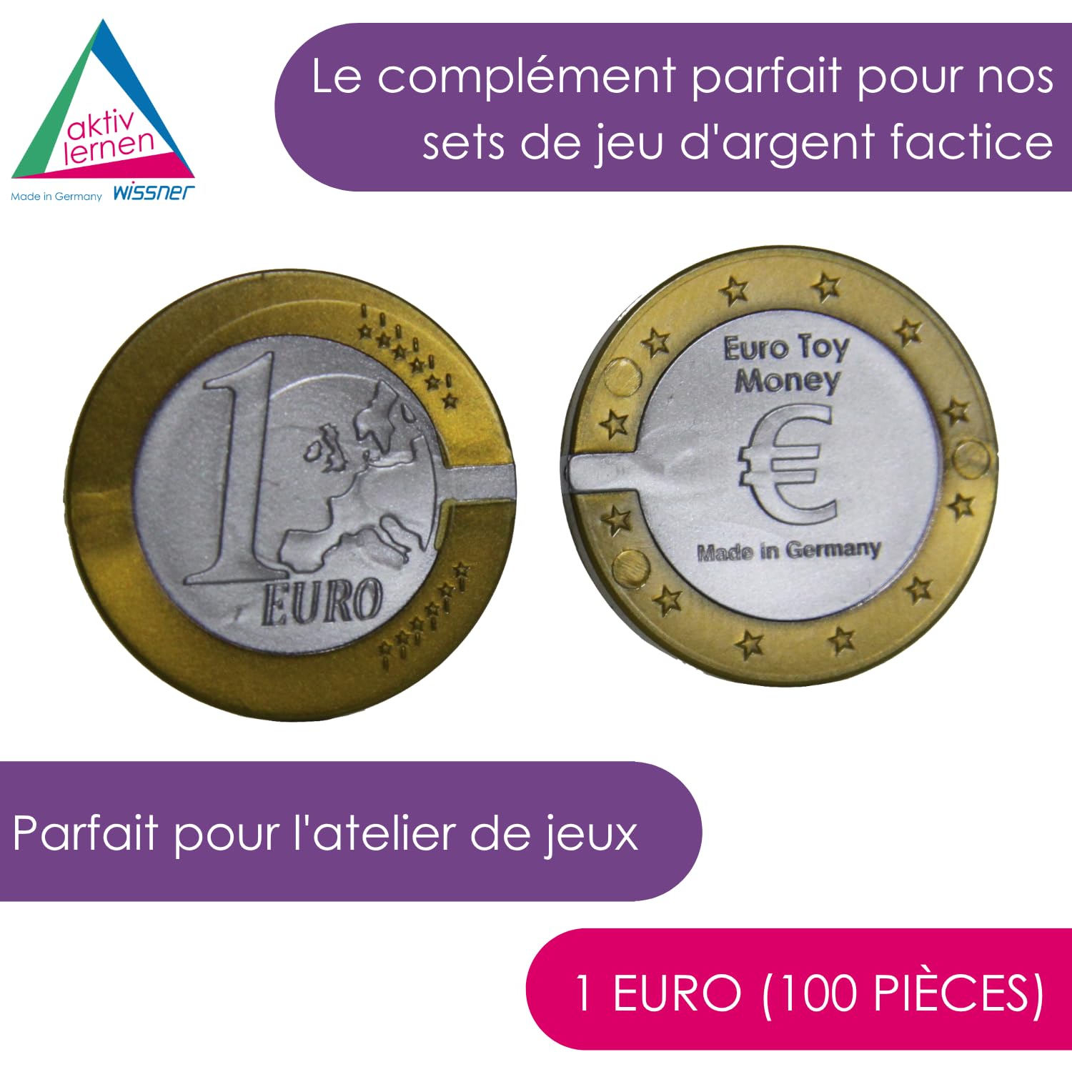 Wissner Lernspiele fausses pièces 1 euro x100 plastique