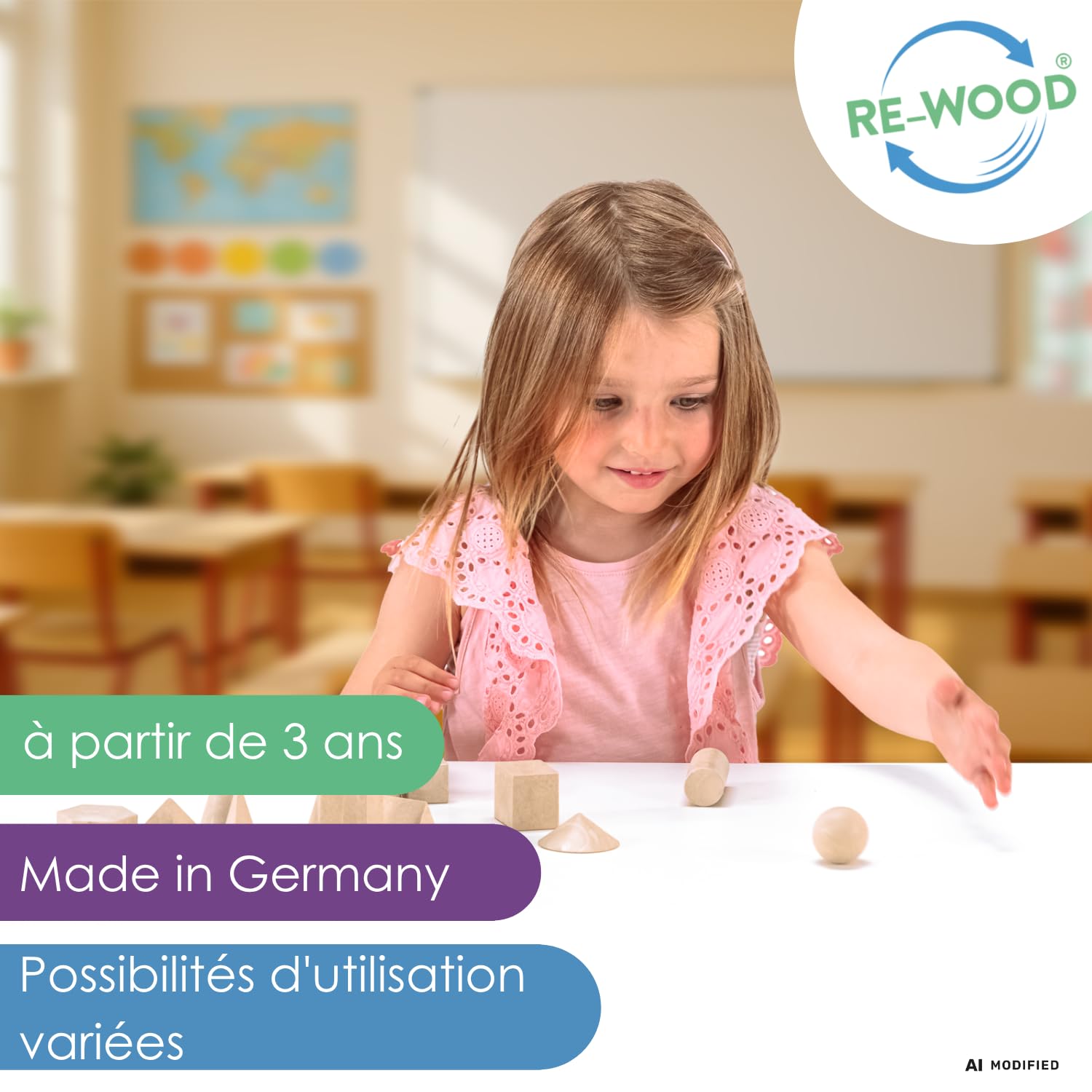 Wissner Raum & Form solides géométriques 14 pièces bois