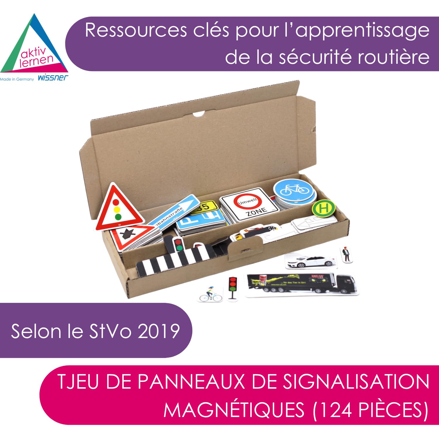 Wissner Verkehr 124 panneaux signalisation magnétiques + boîte
