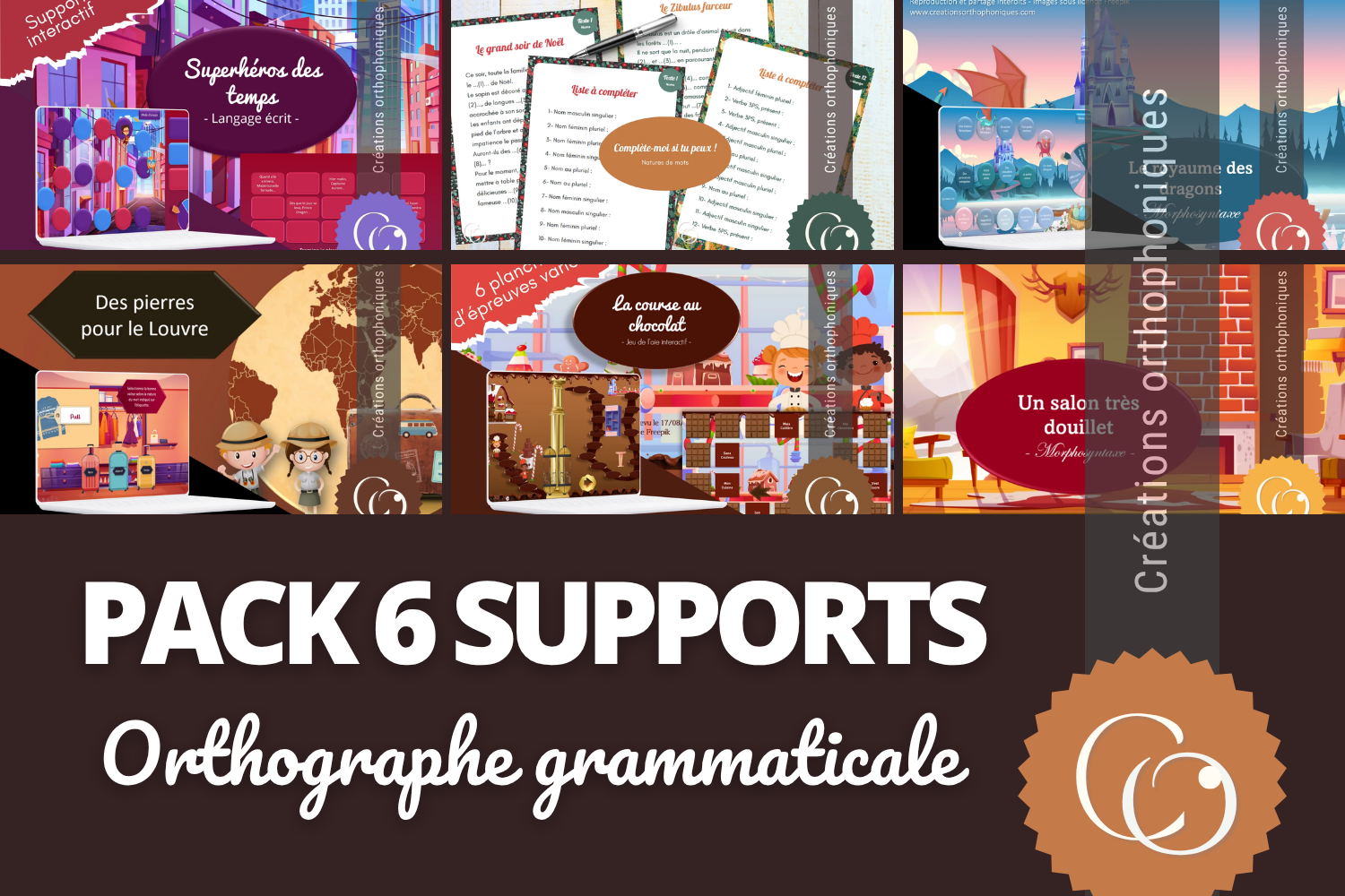 Créations orthophoniques PACKS Pack 6 supports orthographe grammaticale