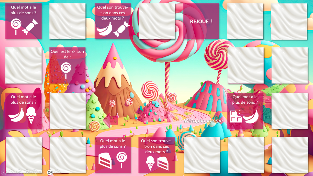 Créations orthophoniques Cognition Pays bonbons jeu de l’oie interactif