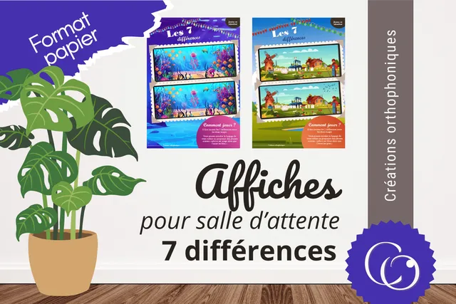 Créations orthophoniques Jouons en attendant affiche A4 7 différences océan ferme