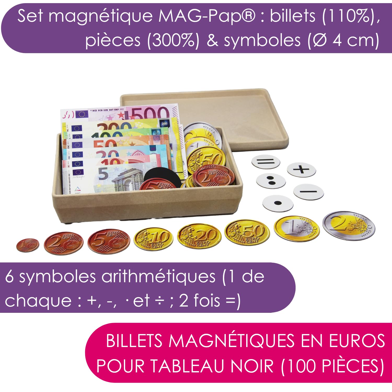 Wissner Lernspiele monnaie euro magnétique coffret 100 pièces