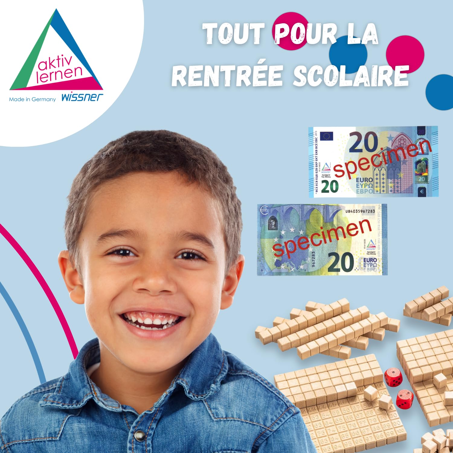 Wissner Lernspiele 100 billets 20 euros monnaie pédagogique papier