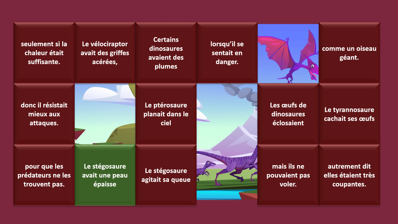 Créations orthophoniques Au temps des dinosaures lecture compréhension