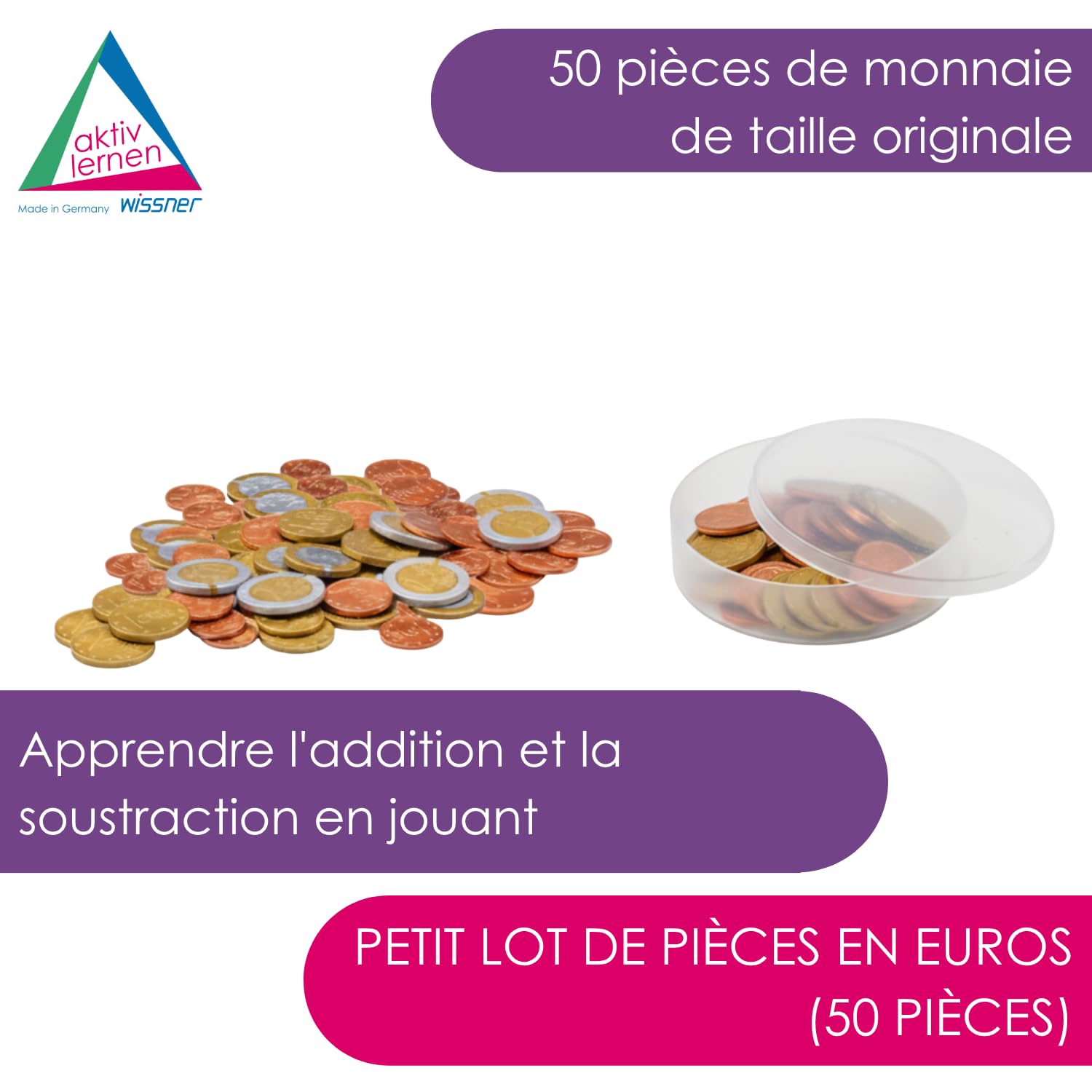 Wissner Lernspiele 080610.000 pièces euros taille réelle lot 50