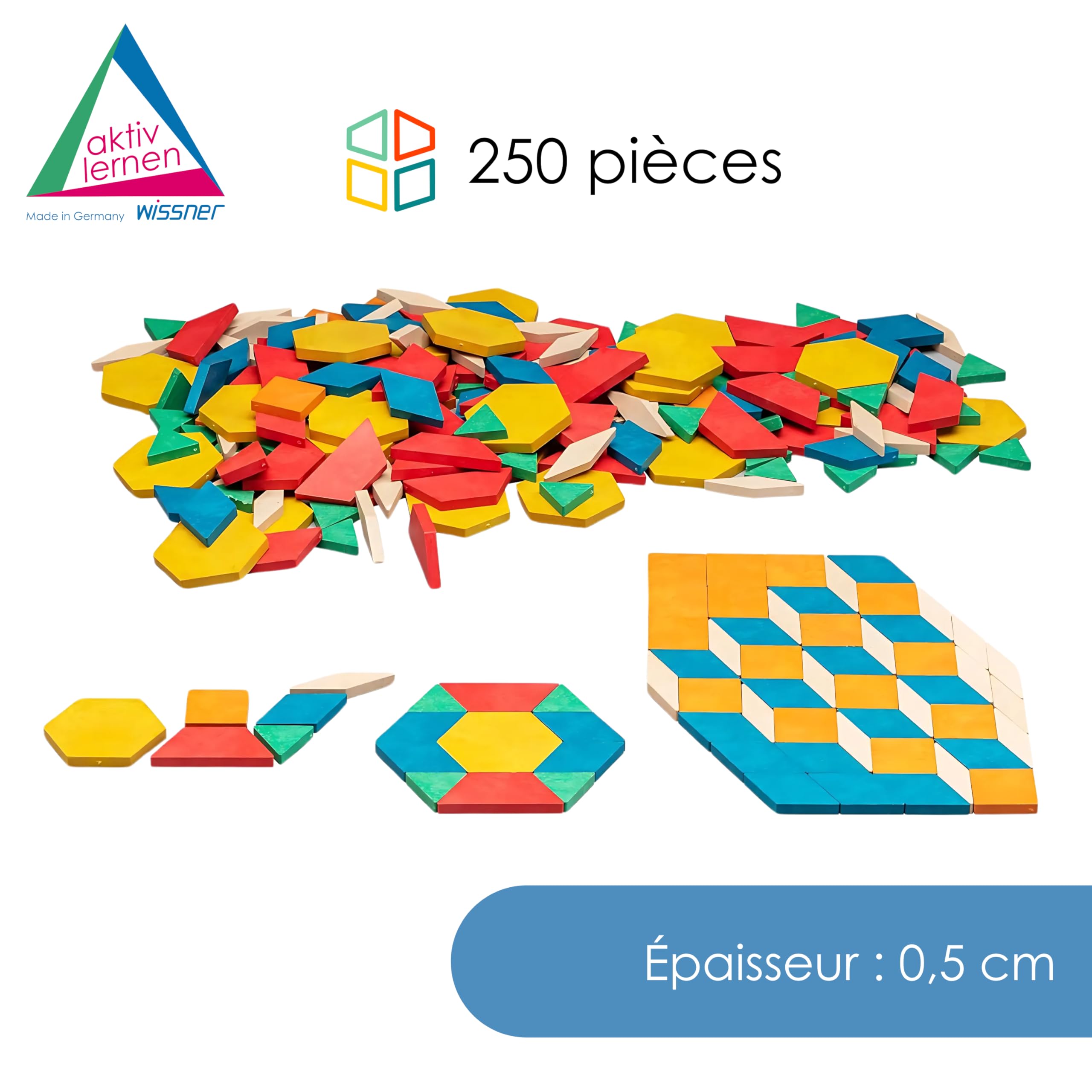 Wissner Raum & Form Puzzle Blocs bois 250 pièces géométrie
